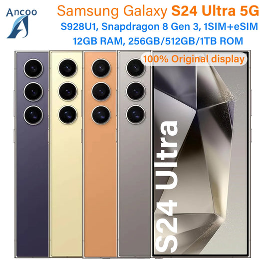 Samsung Galaxy S24 Ultra 5G S928U1 256GB/512GB/1TB ROM Snapdragon 8 Gen 3 Octa Corea Core 6.8" 12GB RAM eSim 98% New Cell Phone