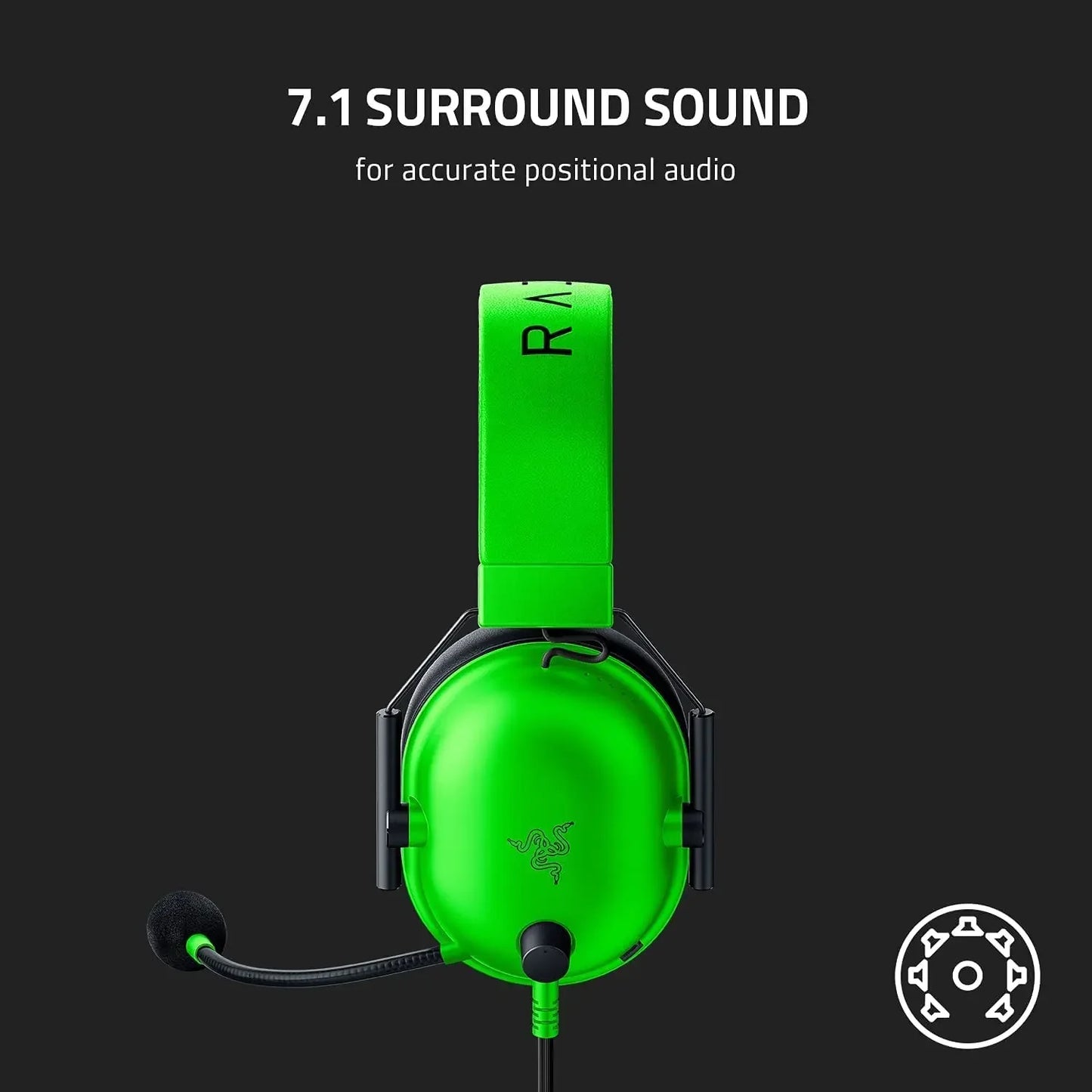 Razer BlackShark V2 X Wired Esports Headset Advanced Passive Noise Cancellation, 7.1 Surround Sound, Hyperclear Cardioid Mic